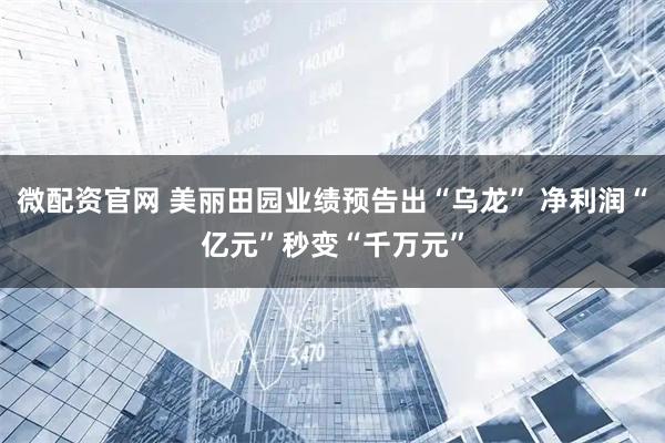 微配资官网 美丽田园业绩预告出“乌龙” 净利润“亿元”秒变“千万元”