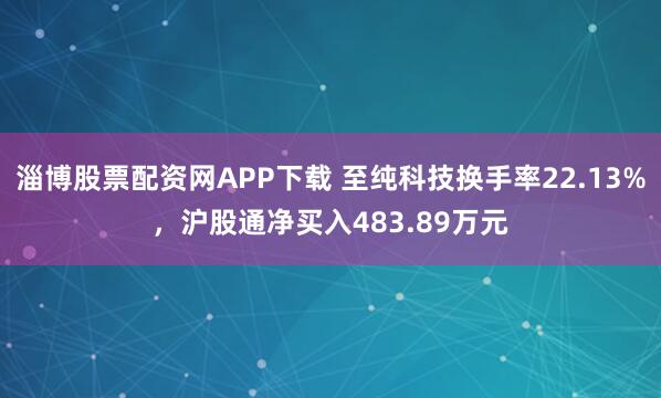 淄博股票配资网APP下载 至纯科技换手率22.13%，沪股通净买入483.89万元